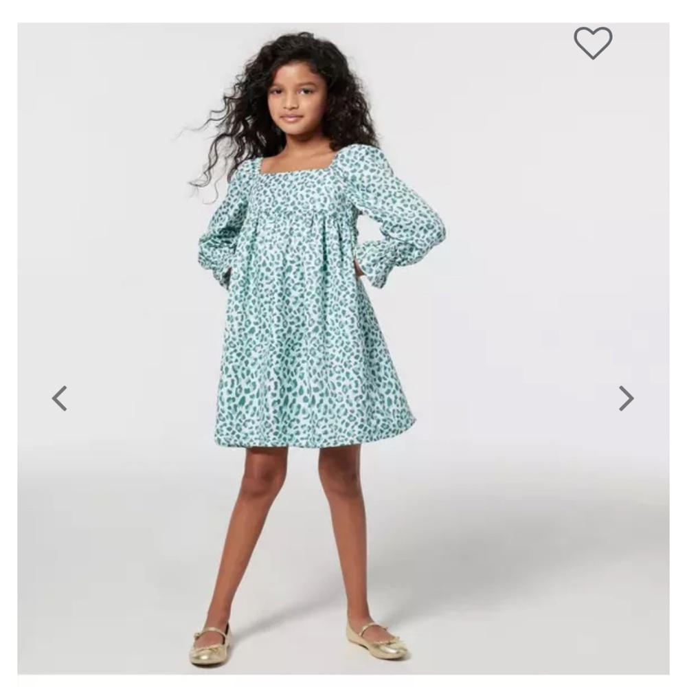 Janie and Jack Mint Green Leopard Print Long-Sleeve Dress